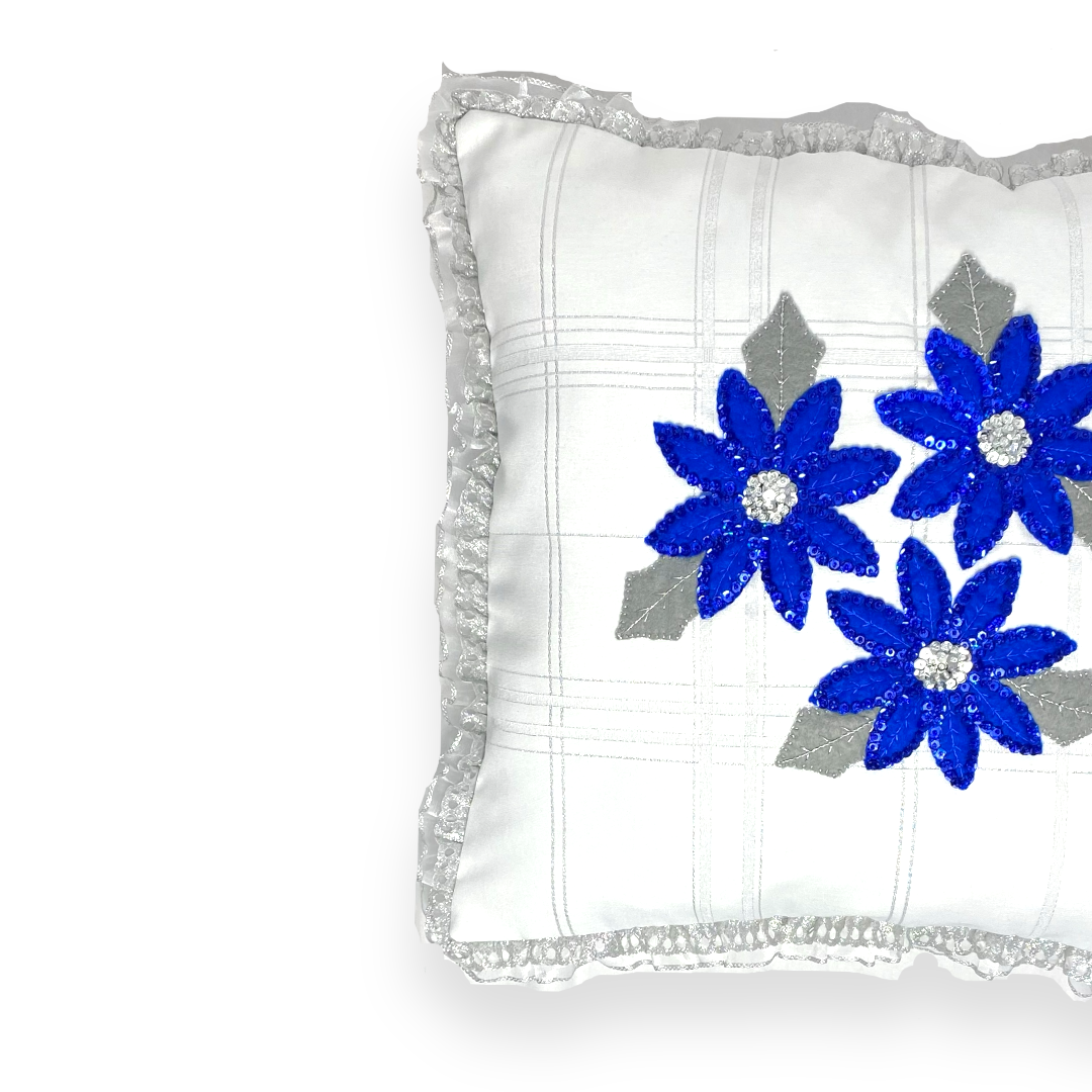 Funda Cojín Nochebuenas Plateado