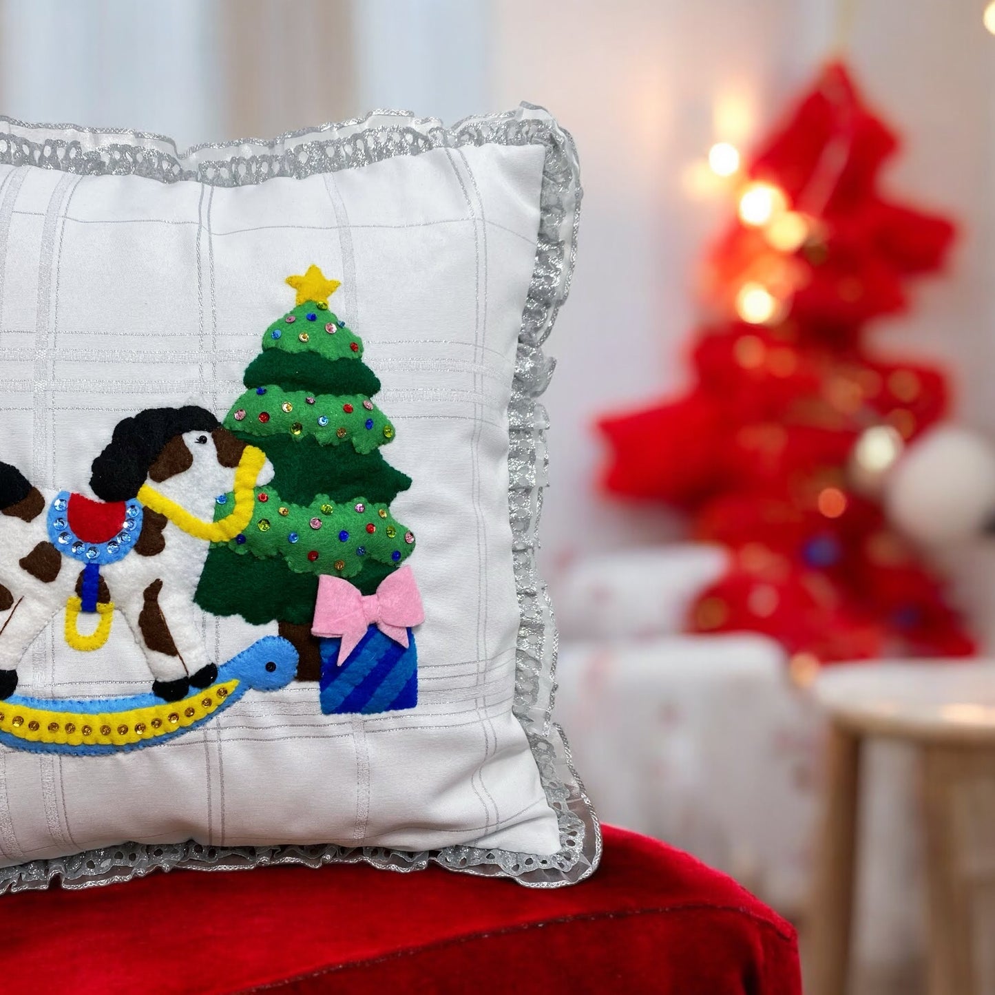 Funda Cojín Juguetes Navideños