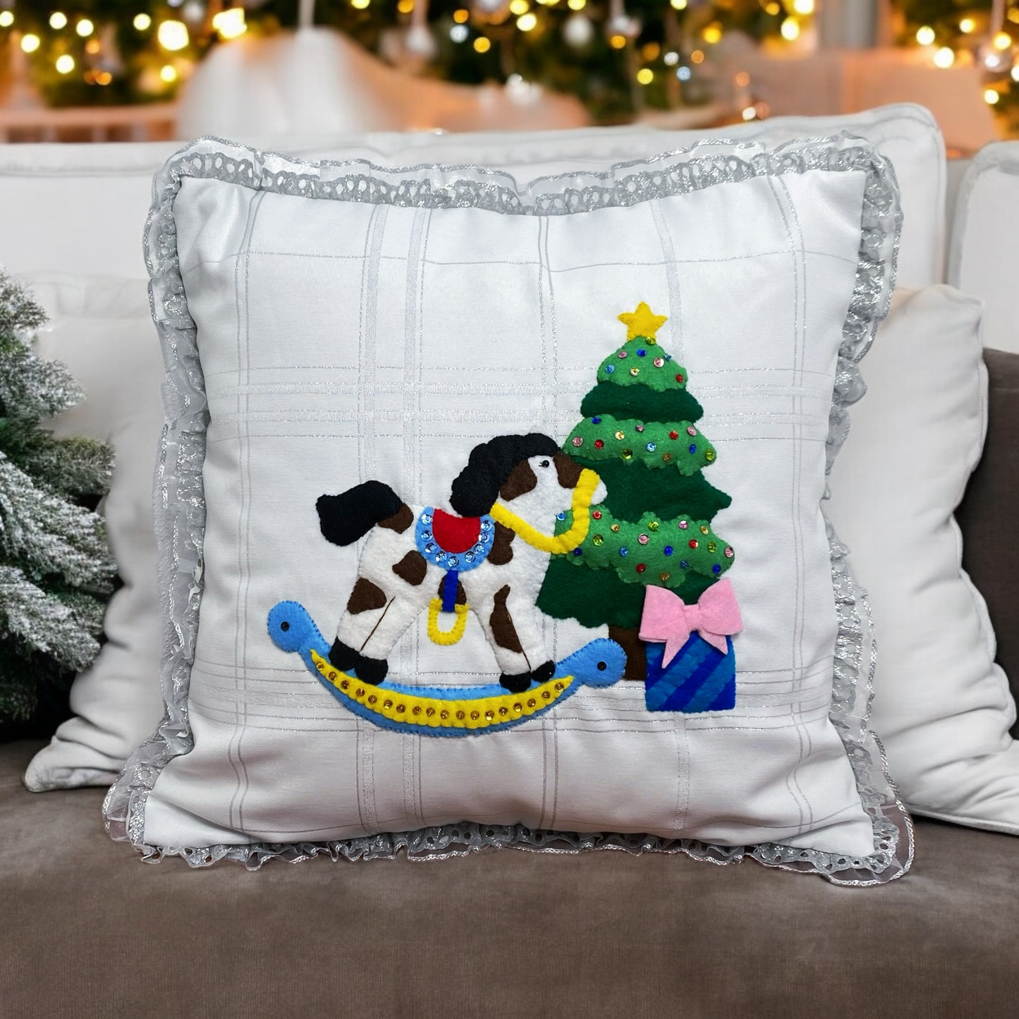 Funda Cojín Juguetes Navideños