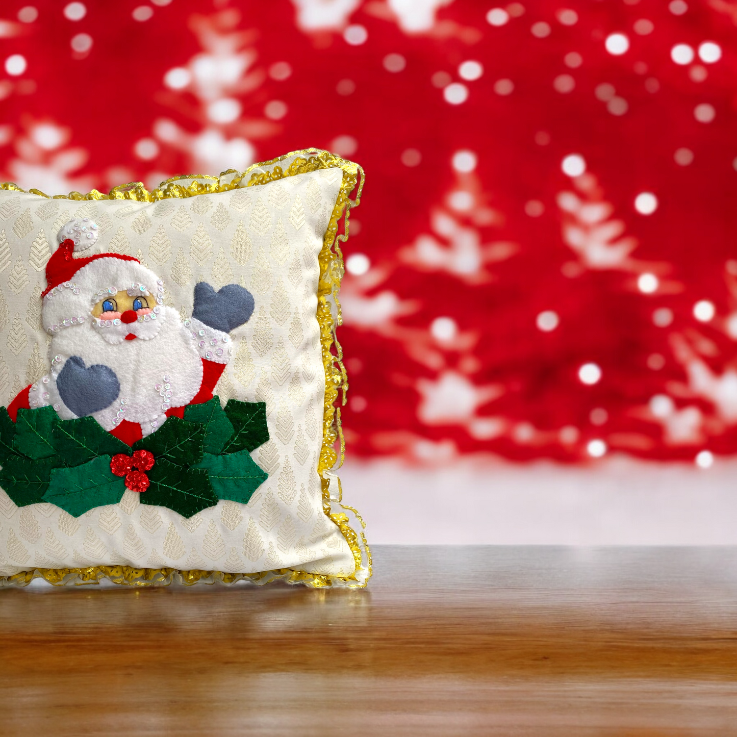 Funda Cojin Busto Santa Claus Dorado