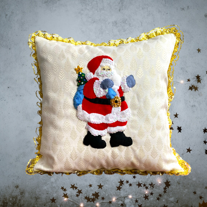 Funda Cojín Santa Claus Dorado