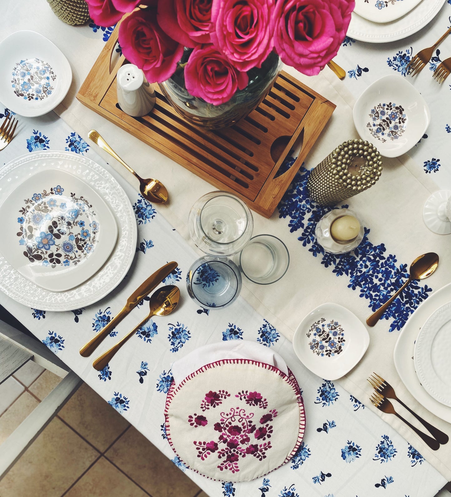 Xochitl Blue Table Runner