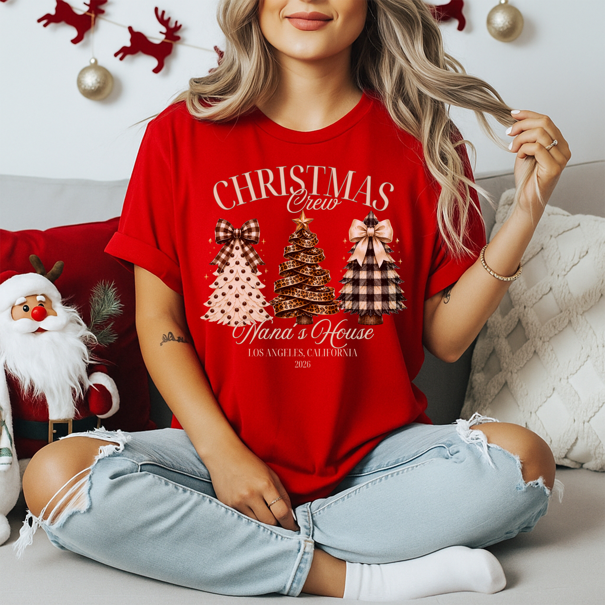 Playera Navideña Personalizada Christmas Crew | Familia y Nombre