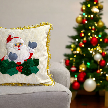 Golden Santa Claus Bust Pillow Cover