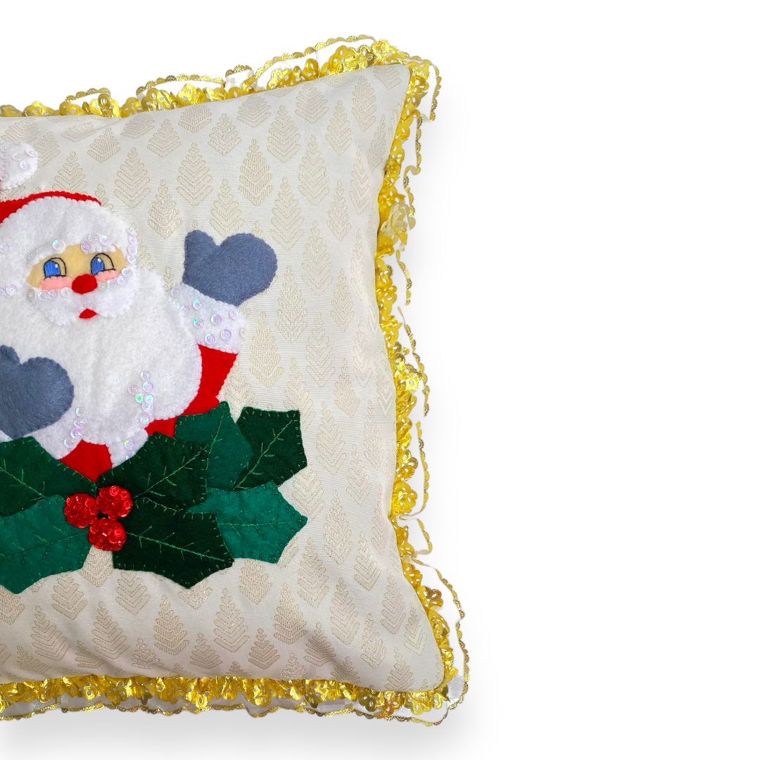 Golden Santa Claus Bust Pillow Cover