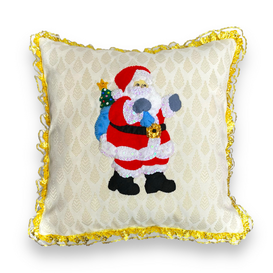 Funda Cojín Santa Claus Dorado