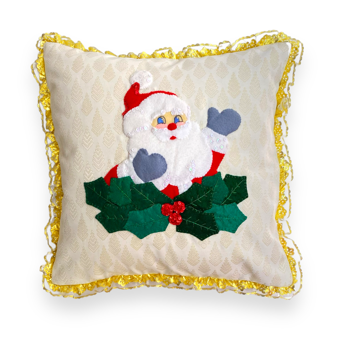 Golden Santa Claus Bust Pillow Cover