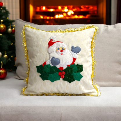 Golden Santa Claus Bust Pillow Cover