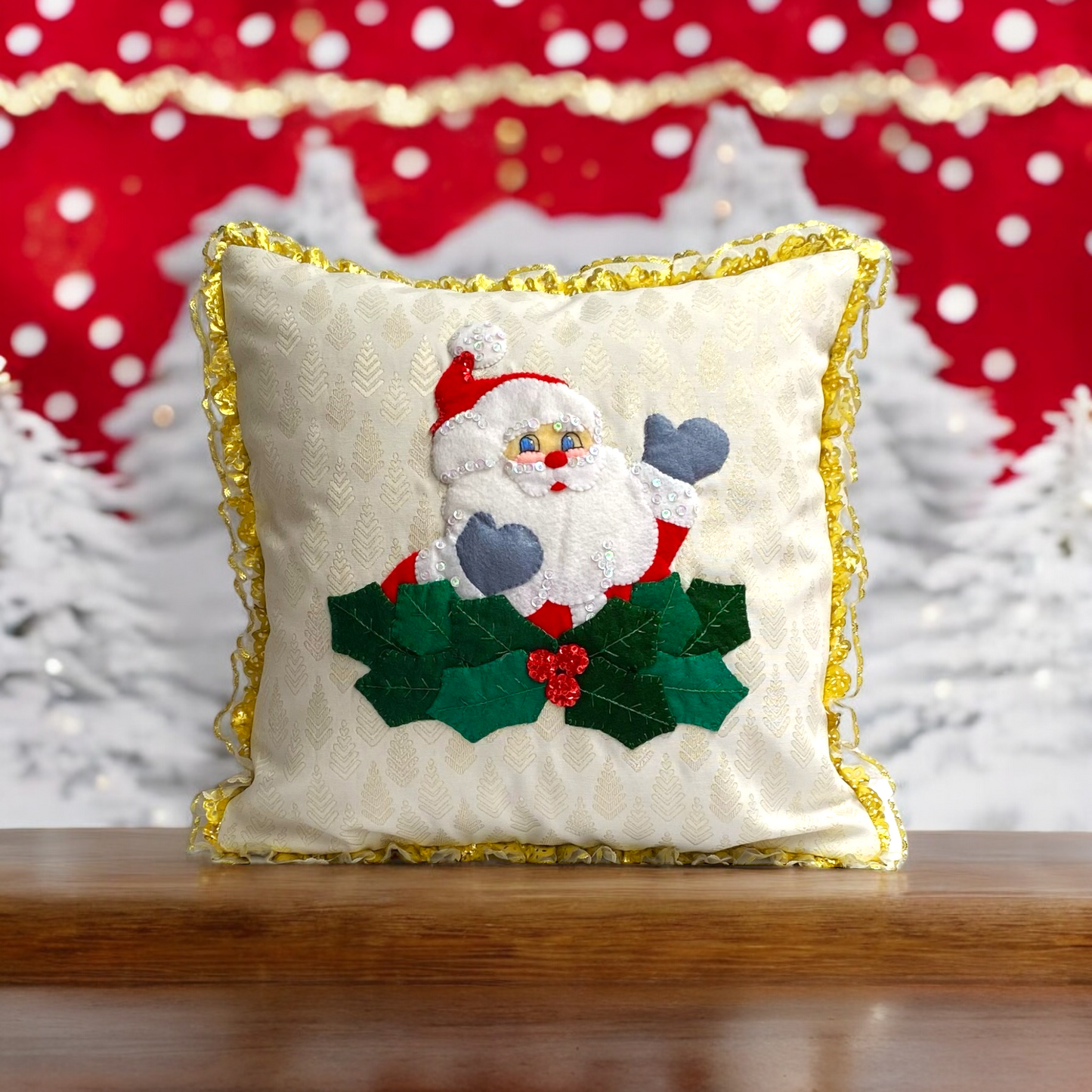 Golden Santa Claus Bust Pillow Cover