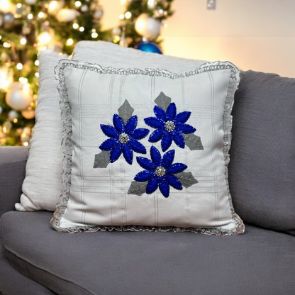 Silver Christmas Eve Pillow Cover