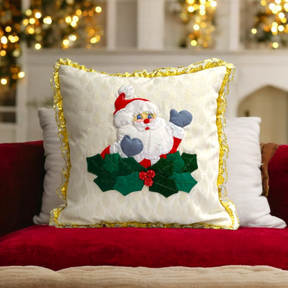 Golden Santa Claus Bust Pillow Cover