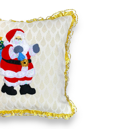 Funda Cojín Santa Claus Dorado