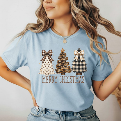 Playera Navideña Merry Christmas | Árboles de Navidad Coquette