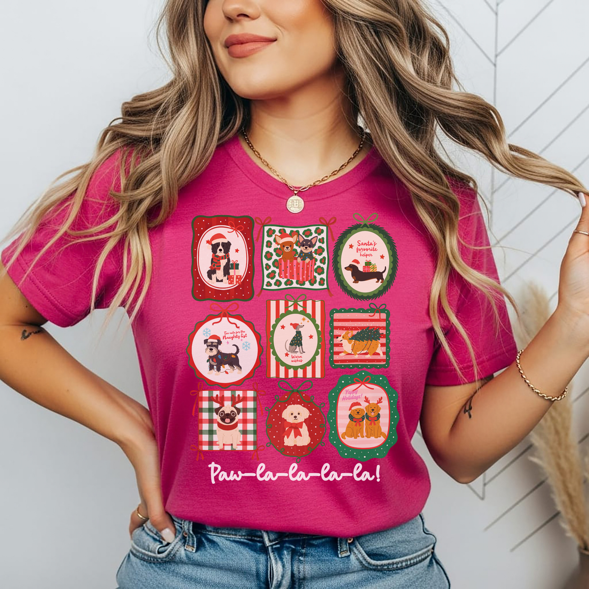 Playera Navideña de Perros Paw-La-La-La-La | Dog Lover