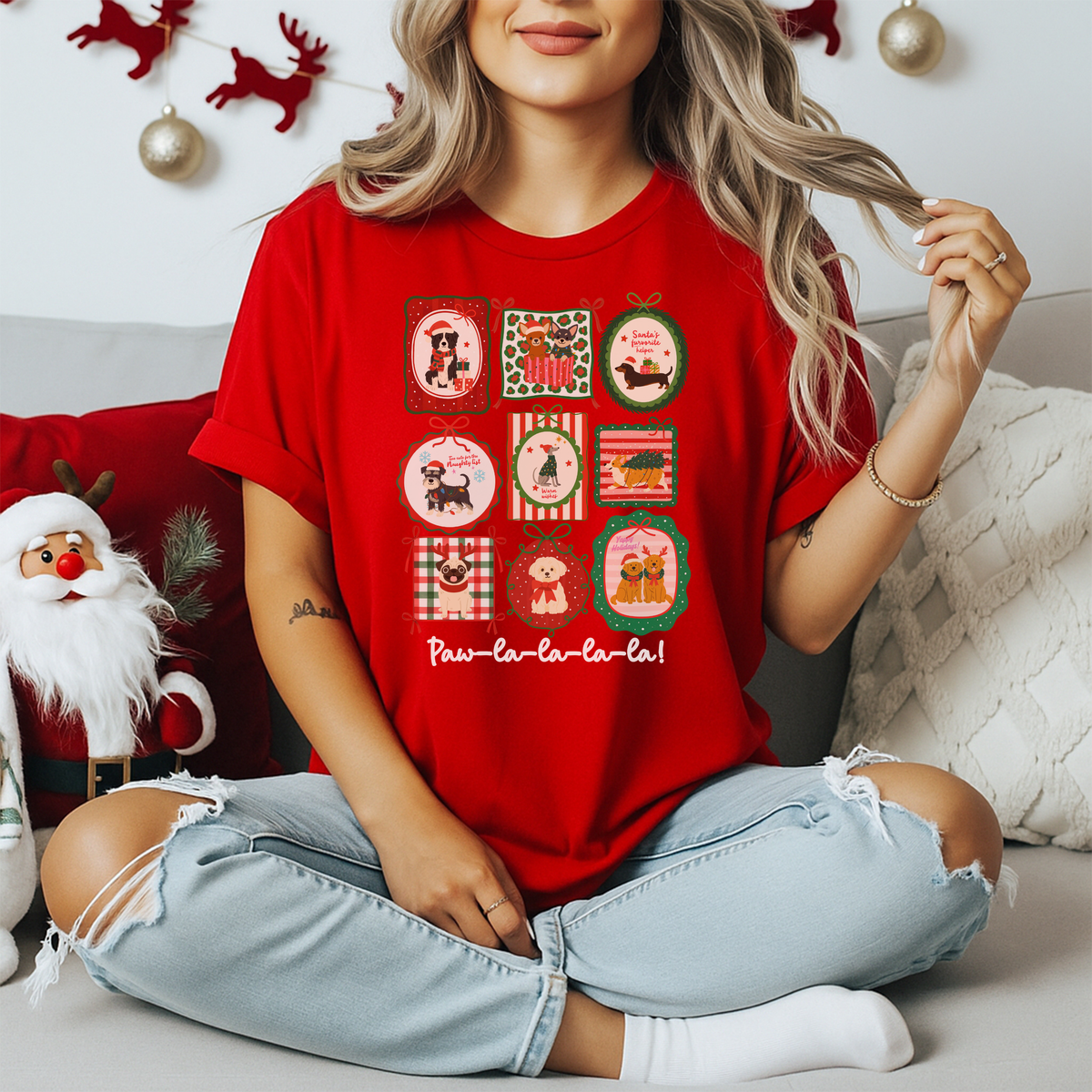 Playera Navideña de Perros Paw-La-La-La-La | Dog Lover