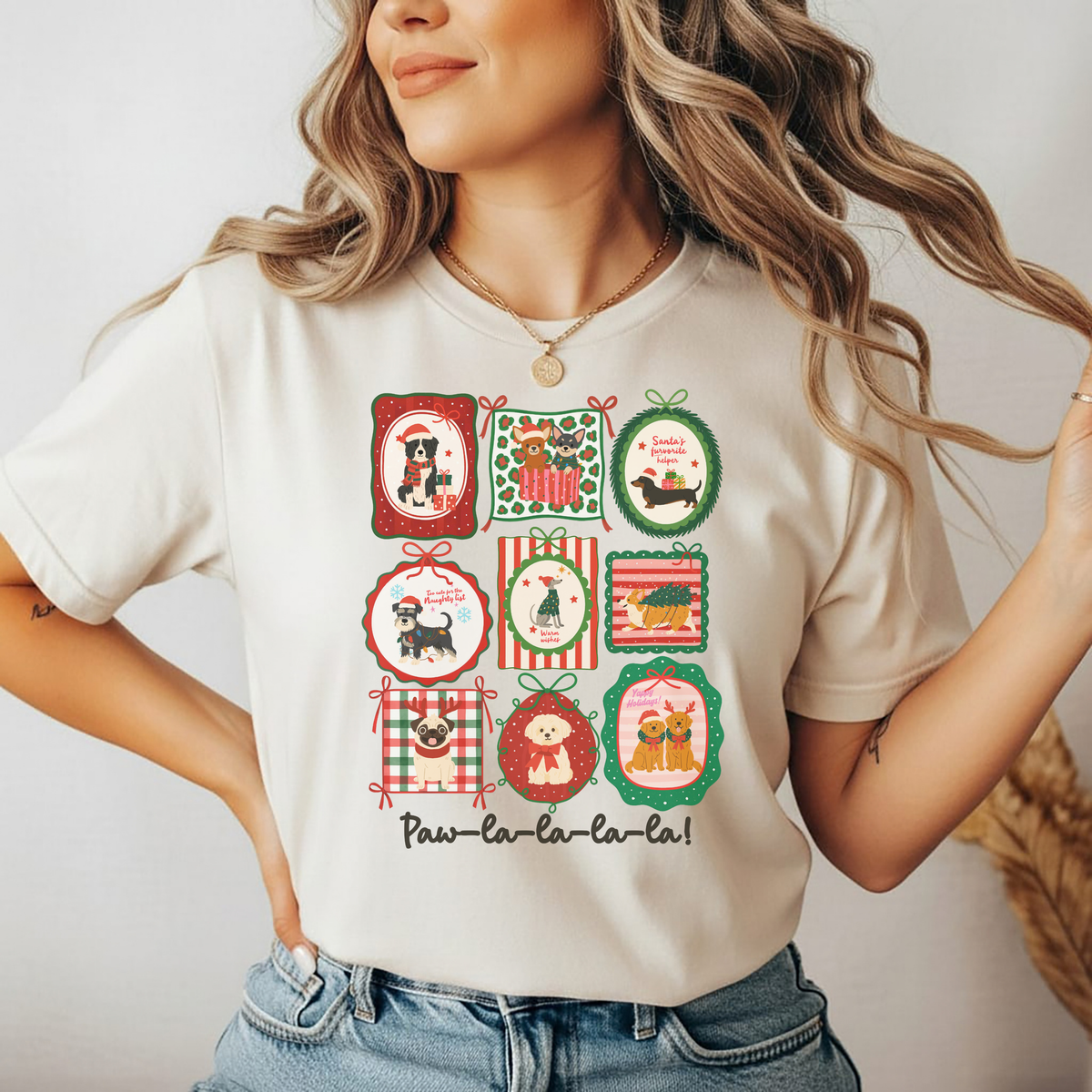 Playera Navideña de Perros Paw-La-La-La-La | Dog Lover