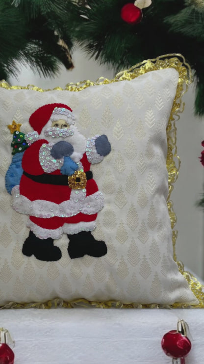 Funda Cojín Santa Claus Dorado