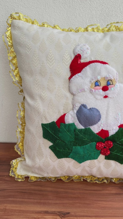 Golden Santa Claus Bust Pillow Cover